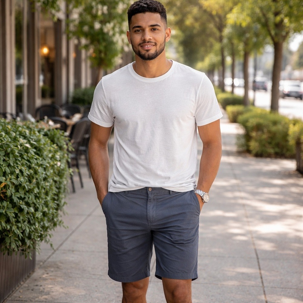 Reiss Chino Shorts Mens Size S Navy Blue Cotton Blend Smart‎ Casual Luxury